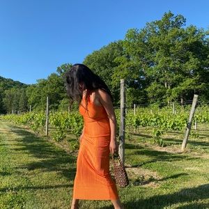 Orange summer dress.